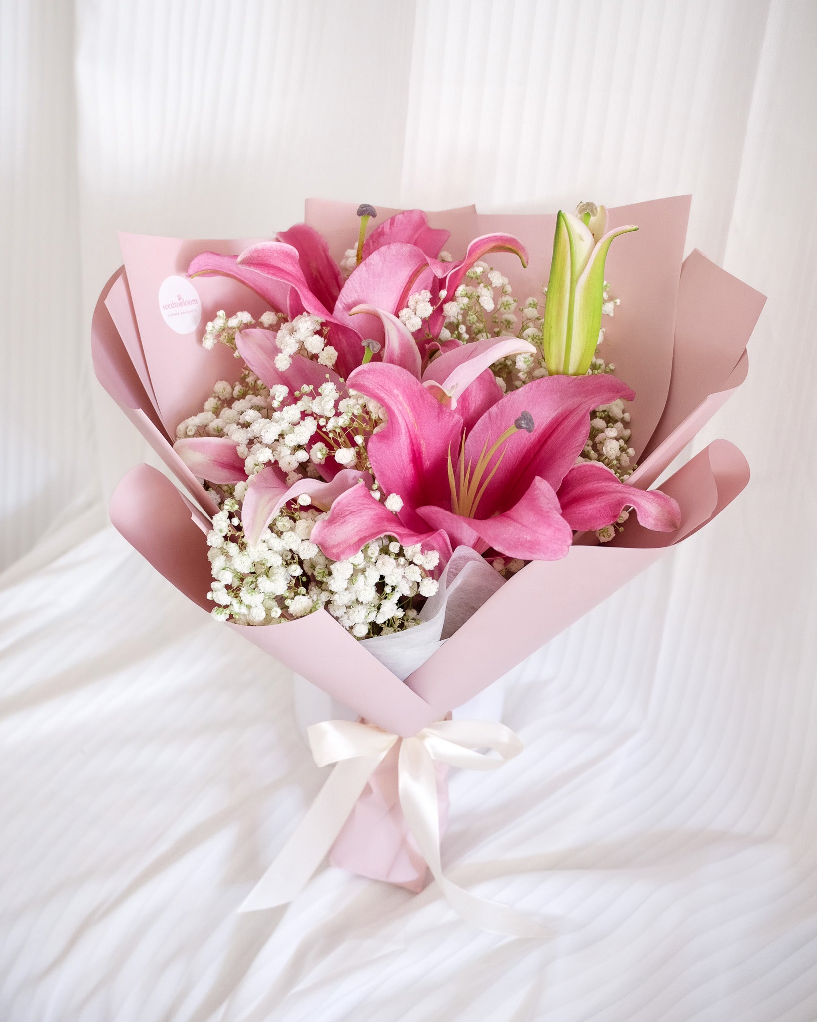 Everlasting | Pink Lily & Baby's Breath Bouquet