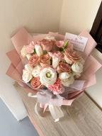 Adore | White Tulip & Cappuccino Rose Bouquet