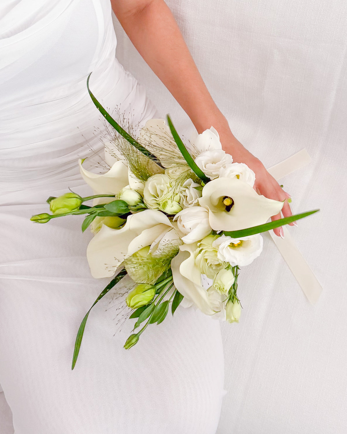 The Beginning | White Calla Lily & Tulip Bridal Bouquet