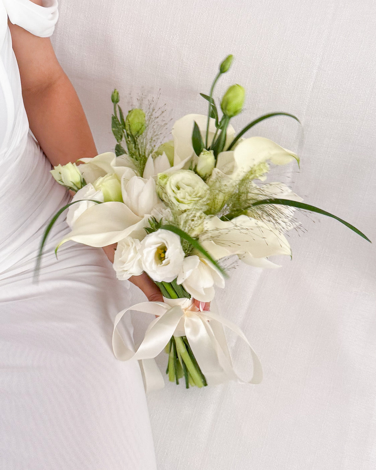The Beginning | White Calla Lily & Tulip Bridal Bouquet