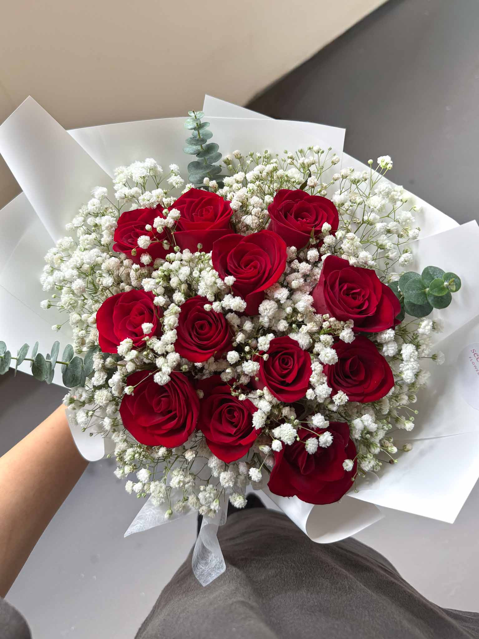 Be Mine | Red Rose & Baby's Breath Bouquet