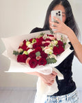 Devotion | XL Red Rose & Pink Mini Roses Bouquet